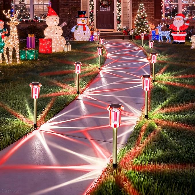 Valentine's Day Solar Lights Outdoor Decorations 10 Pack Candy Color LED Stainless Steel Stake for Pathway Yard | Lumora