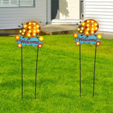 Garden Stakes Decorative 43.3inch with Large Metal Welcome Sign, Solar Pathway Lights Outdoor Waterproof with 18 | Lumora