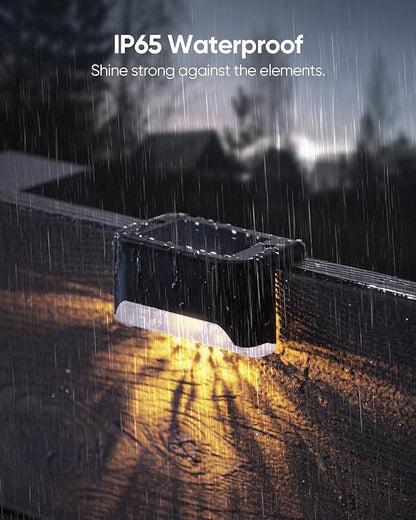 JACKYLED Solar Deck Lights 16 Pack Solar Fence Light Solar Powered Outdoor Step Light IP65 Waterproof LED Pathway Light for Deck Fence Railing Garden Patio StairYard, Black