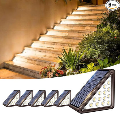 Brown Solar Step Light Outdoor Stair Lights, Deck Lights Outdoor Powered IP65 Waterproof, 3000K Warm White Solar Outdoor Step Light, Decor for Stair, Deck, Step,Porch and Outside Patio,6 Pack