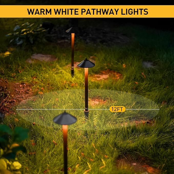 Malibu Low Voltage Pathway Lights, 10W Pro Style Halogen Landscape Lighting, 6Pack 2700K Warm White Path Light, 12V AC Bronze Outdoor Walkway Lights for Yard Garden 8308-9103