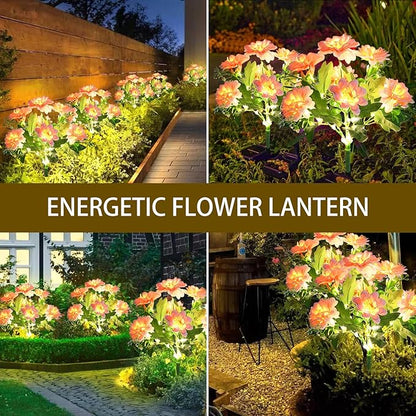 Solar Lights Outdoor Waterproof, 2 Pack Solar Garden Lights with 14 Realistic Dahlias/Zinnia, Garden Decor for Outside, Solar Powered Outdoor Lights for Yard, Garden Decorations, Patio Decor