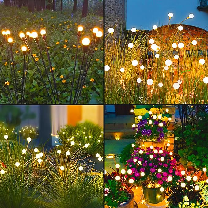 Solar Pathway Lights Outdoor, 4 Pack Solar Powered Landscape Path Lights, Upgraded IP65 Waterproof Auto On/Off Solar Garden Lighting for Path Walkway Yard Lawn (Firefly Lights)