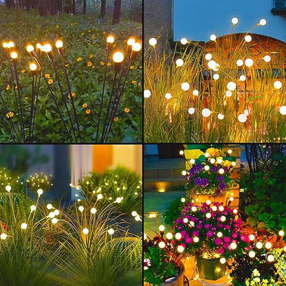 Solar Pathway Lights Outdoor, 4 Pack Solar Powered Landscape Path Lights, Upgraded IP65 Waterproof Auto On/Off Solar Garden Lighting for Path Walkway Yard Lawn (Firefly Lights)