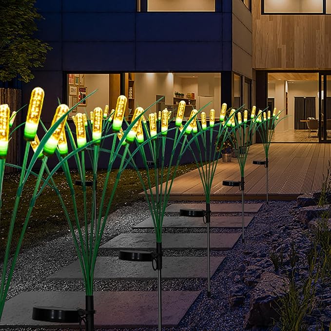 Swaying Solar Garden Lights - Outdoor Waterproof, Upgraded Solar Firefly Lights, Warm White (2-Pack)