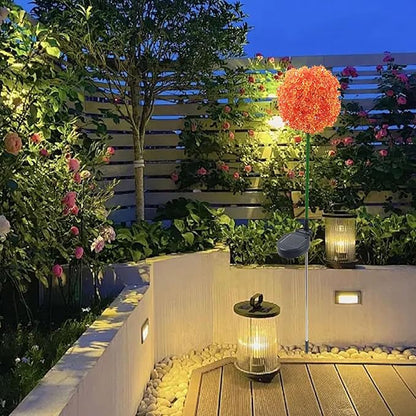 Solar Garden Lights, Solar Flower Lights, Solar Ball Light Outdoor Waterproof Garden Flower Spot Light Decorative for Courtyard (Orange)