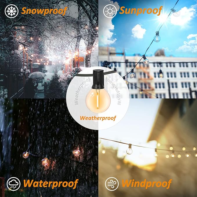 Achin 200FT Outdoor String Lights G40 Globe Patio Lights Waterproof Outdoor Hanging Lights with 104 Shatterproof | Lumora