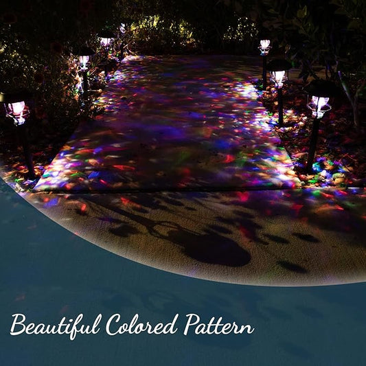 Morvat LED Auto Solar Powered Color Changing Stainless Steel Path Lights for Outdoor Garden Yard Walkway & Pathway, Bright Colored Waterproof Landscape & Patio Colorful Lighting, Dusk to Dawn, 8 Pack