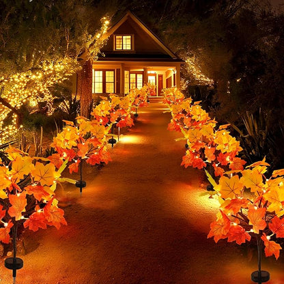 Solar Garden Lights Outdoor,2Pack Artificial Solar Fall Lighted Maple Tree,40LED With Maple Leaf Solar Stake Lights Outdoor,Thanksgiving Gift，Solar fall lights,for Yard Pathway,Thanksgiving Decoration