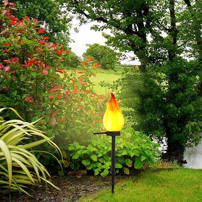 Solar Garden Flame Path Light Outdoor Decorative Solar Yard Light for Patio Lawn Landscape with Flickering Flame Effect