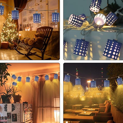 Vigdur 10FT Lantern String Lights - Hollow-Out Style Indoor String Lights Connectable Waterproof Indoor Outdoor Patio Lights for Garden Party Bedroom Christmas Decor