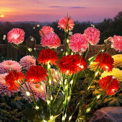 GIGALUMI Solar Lights Outdoor for Garden Decor, 2 Pack Solar Flower Lights Waterproof, 2 Lighting Modes 14 Flowers for Pathway,Yard, Patio Decoration, Gardening Gifts for Women (Pink+Red)