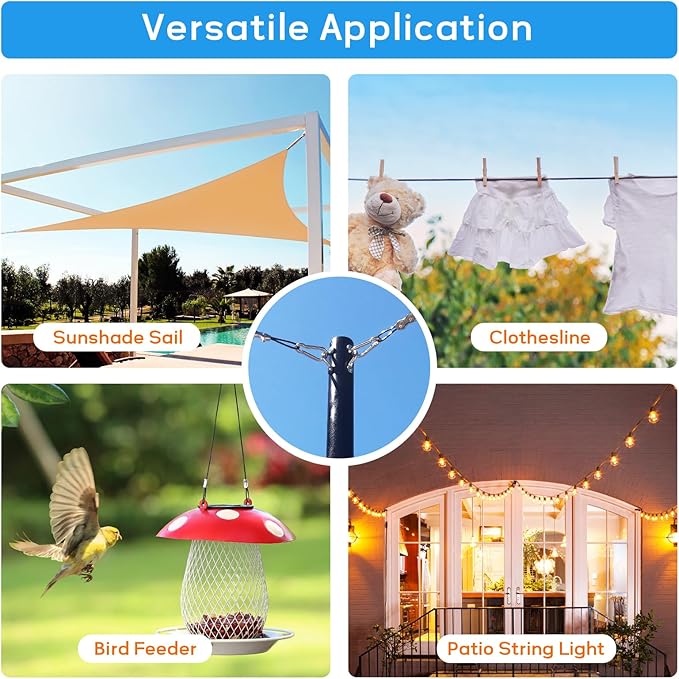 String Light Hanging Kit with 164FT Vinyl Coated Stainless Steel 304 Wire Rope Suspension Kit Included Enough | Lumora