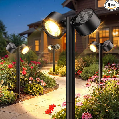 2X Brighter Solar Pathway Lights Outdoor, 150° Adjustable Dual-Head 18 LED Solar Lights Outdoor Waterproof, Up to 15 Hrs Auto On/Off Landscape Path Lights for Yard Garden Driveway Lawn, 4 Pack