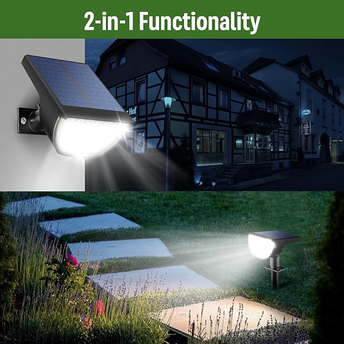 Solar Lights Outdoor Waterproof IP65, Solar Powered 76 LED 3 Lighting Modes Solar Spot Lights Outdoor for Yard | Lumora