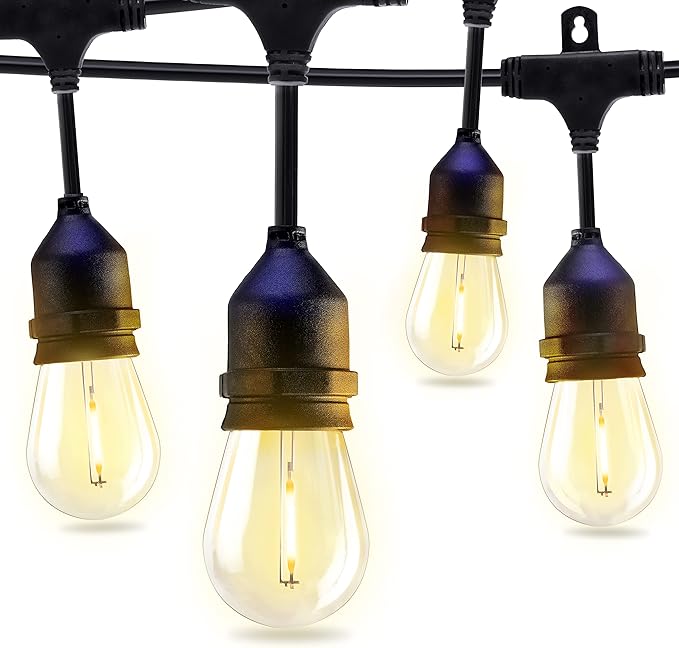 Honeywell E26 LED Outdoor Indoor String Lights, 24 FT (Maximum 1680FT) Commercial Grade Patio Gazebo Porch Party Decor Light, Vintage Style Café Lighting in Bistro Pergola Backyard