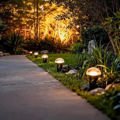 VENUS MANUFACTURING 24Pack LED Landscape Lighting Low Voltage Pathway Lights Outdoor 1.5W 35 Lumen Mushroom Lights Weatherproof Path Lights for Garden, Yard, Walkway, Path, Warm White, 3000K