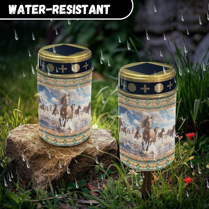 Western Aztec Horse Solar Garden Lights Outdoor Pathway Light for Yard Patio Driveway,Cemetery Decoration for Grave | Lumora