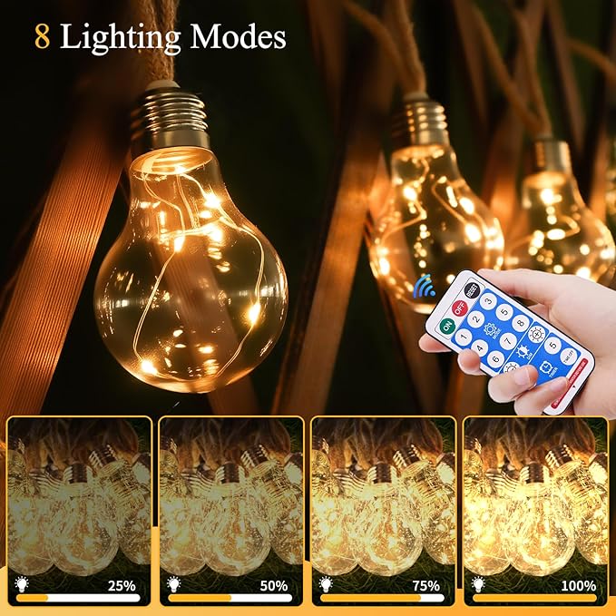 Solar Outdoor Garden Twine String Lights,LED Patio Lights with Solar/USB Dual Power Supply Design, With 20 | Lumora