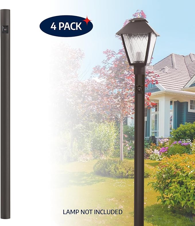 Solus 7-Foot Direct Burial Lamp Post – Aluminum Outdoor Light Pole with Dusk-to-Dawn Sensor – Fits 3" Fixtures – | Lumora