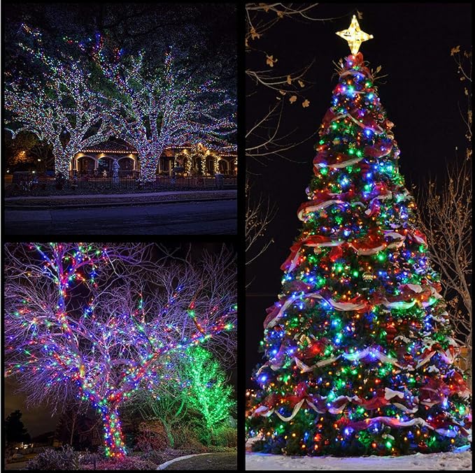YULETIME 200 Multicolor Christmas Lights, Pack of 2 Sets 33 Feet 100 Count UL Certified Incandescent String Lights (Multicolor - Green Wire)