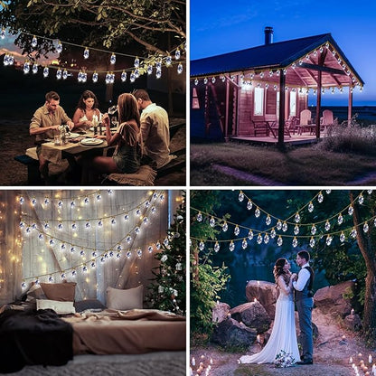 Solar String Lights for Outside, 24FT Vintage Rope Hemp Solar Outdoor String Lights with 20 Shatterproof Bulbs, Solar Powered Waterproof 8 Modes Patio Lights for Garden Fence Balcony Camping - White
