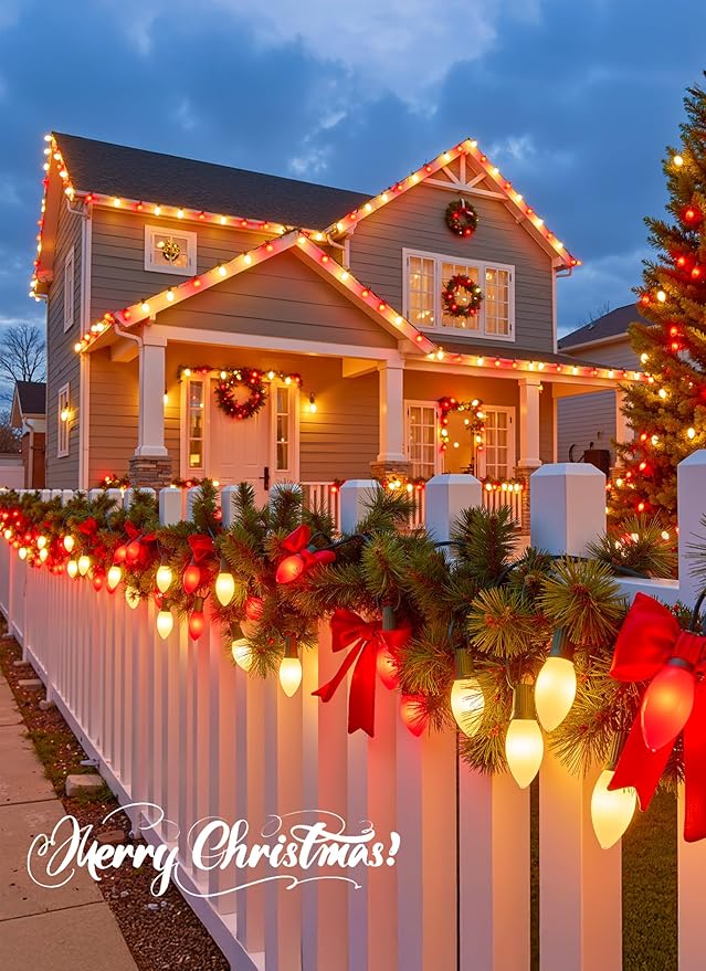 C9 LED Christmas Lights Outdoor, 100 Feet C9 String Lights with 100 Shatterproof Matte Bulbs, Connectable | Lumora