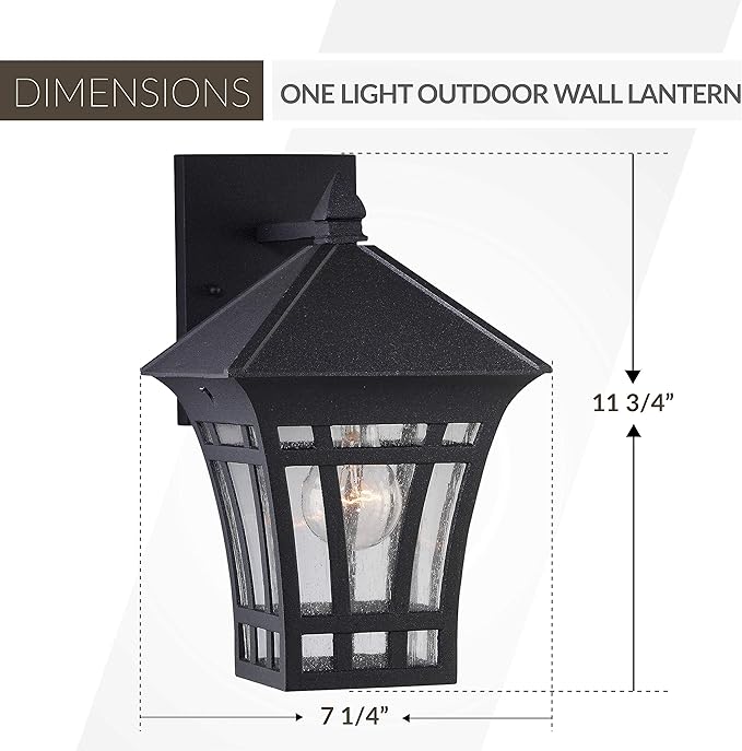 Generation Lighting 88132-12 Herrington One - Light Outdoor Wall Lantern Outside Fixture, Black | Lumora