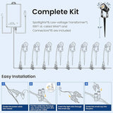 All-in-One Outdoor Low Voltage Landscape Lighting Kit, 8 Pack 3000K Landscape Spot Lights with 60W Transformer 65FT | Lumora
