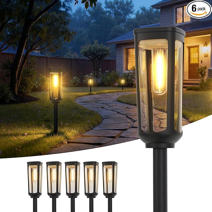 Solar Pathway Lights Outdoor,6 Pack Warm Garden Lights Solar Powered Waterproof IP65,Auto On/Off Outdoor Light for | Lumora