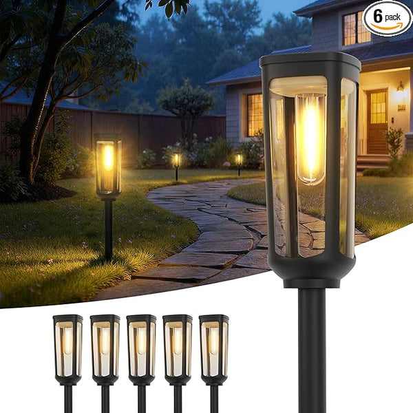Solar Pathway Lights Outdoor,6 Pack Warm Garden Lights Solar Powered Waterproof IP65,Auto On/Off Outdoor Light for | Lumora