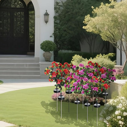 Solar Lights Outdoor,2 Pack Blooming Azalea Flowers Decorations,Outdoor Waterproof Landscape Lights for Yard Patio Lawn Garden Decor,Gifts for Women Mother's Day
