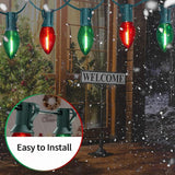 25FT C7 Christmas Lights Outdoor, Red Green Classic 2-Color LED String Lights for Roof, Fence, Tree, Traditional | Lumora