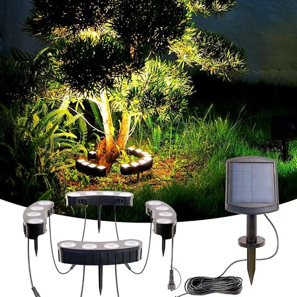 Solar Palm Tree Lights Outdoor, 2000MAH Ring LED Landscape Uplights for Tree, IP65 Waterproof, 2-In-1 | Lumora