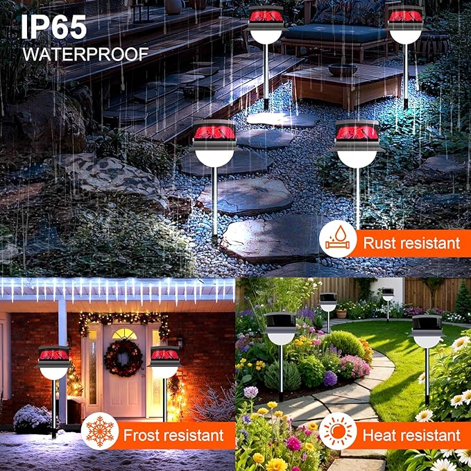 Solar Garden Lawn Stake Light, Waterproof Realistic Charcoal Fire, Solar Powered LED for Outdoor Garden, Decorative Landscape Lighting for Path, Modern Unique Style USB Rechargeable Solar Lights