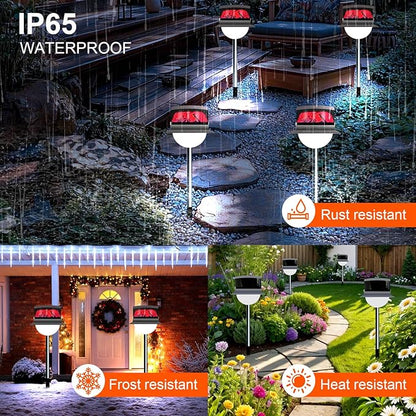 Solar Garden Lawn Stake Light, Waterproof Realistic Charcoal Fire, Solar Powered LED for Outdoor Garden, Decorative Landscape Lighting for Path, Modern Unique Style USB Rechargeable Solar Lights