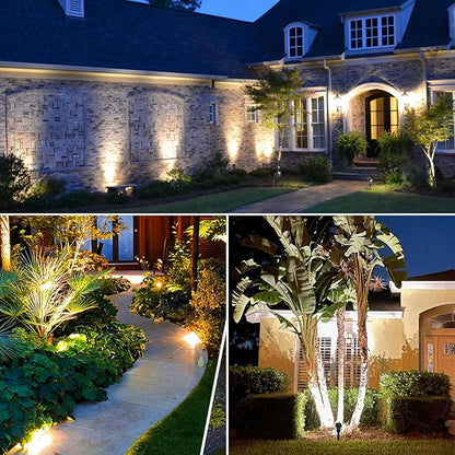 Low Voltage Landscape Lighting, 8 Pack Outdoor Spot Lights with Transformers, 12V Warm White Landscape Spotlights IP65 Waterproof Plug in Outdoor Uplights for Yard House Pathway Tree Pools