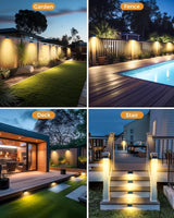 4 Pack Solar Fence Lights, Waterproof Motion Sensor Deck Outdoor, Warm White LED Outside Wireless for Wall Yard | Lumora