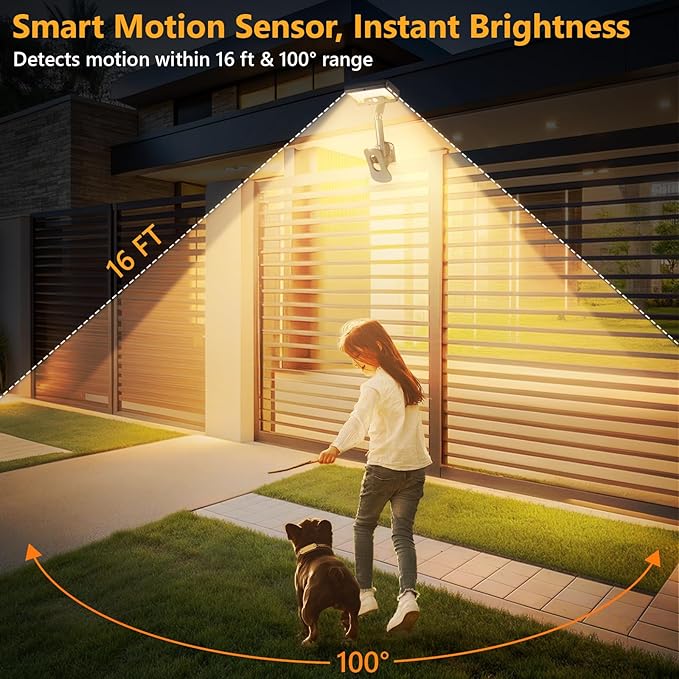 Clip On Solar Lights Outdoor with Motion Sensor, 360°Rotatable & Vertically Adjustable Solar Fence Lights with 92 | Lumora