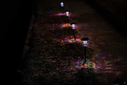 Morvat LED Auto Solar Powered Color Changing Stainless Steel Path Lights for Outdoor Garden Yard Walkway & Pathway, Bright Colored Waterproof Landscape & Patio Colorful Lighting, Dusk to Dawn, 8 Pack
