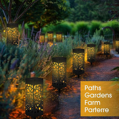 VIHOSE 12 Pcs Solar Pathway Lights Waterproof Solar Powered Outdoor Lights 11.4 Inch Outdoor Lamp Decorations for Garden Yard Patio Walkway Driveway Outside, Warm Color