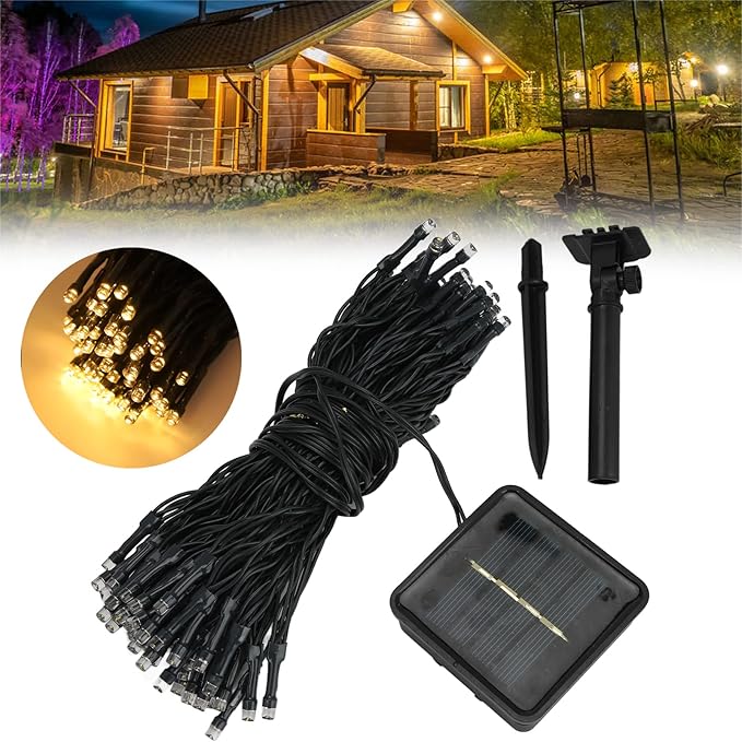 Alvinlite Outdoor Lights Christmas Tree LED Hanging Decoration String100 Light Chips Solar Power Ultra Length Ornaments for Patio, Garden Wedding Christmas Halloween Birthday Party