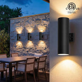 mirrea 18" Modern Outdoor Porch Light Patio Light in 2 Lights with Aluminum Cylinder and Tempered Glass Cover | Lumora