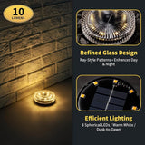 Glass Solar Ground Lights with Ray Style, Modular-Design Waterproof In-Ground Light for Patio Pathway Lawn Yard | Lumora