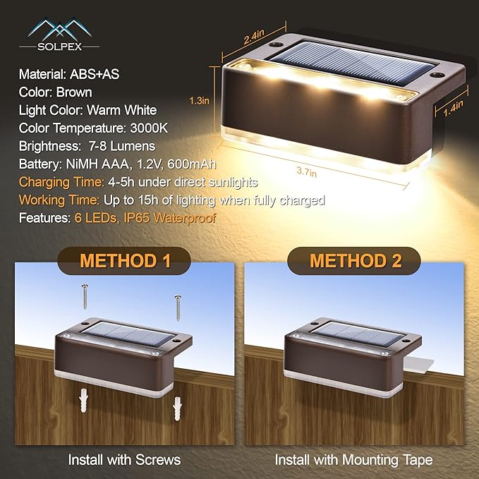 SOLPEX 12 Pack Solar Ground Lights &16 Pack Solar Deck Lights