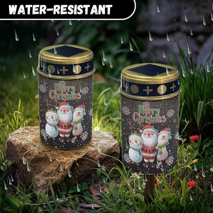 Christmas Santa Snowman Solar Garden Stake Lights Solar Lights Outdoor Garden for Cemetery Grave Decorations, Memorial Gift, Christmas Yard Art, Sympathy Gifts