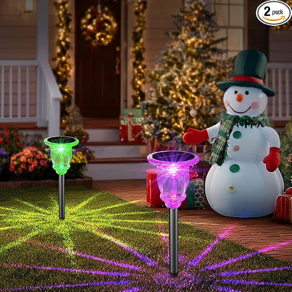Solar Pathway Lights Outdoor 2 Pack, 10 Modes RGB Color Changing & White Solar Garden Lights, 17.5" IP65 Waterproof | Lumora