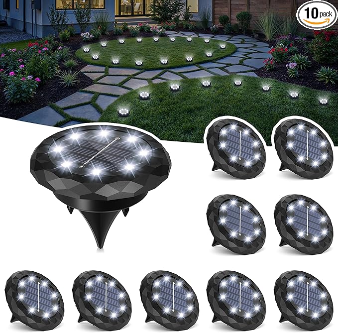 SOLPEX Mini Solar Ground Lights, 10 Pack Solar Lights Outdoor Waterproof, Landscape Lighting for Garden Pathway | Lumora