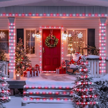 JMEXSUSS 200 LED Solar Rope Lights, 72ft IP 65 Outdoor Waterproof Christmas Lights with 8 Modes, Red and White for Fence Yard Walkway (Pack of 2)