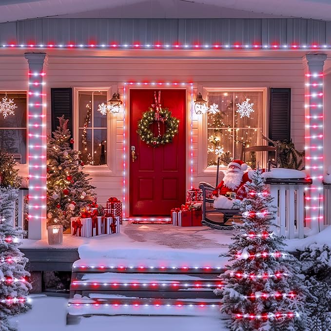JMEXSUSS 200 LED Solar Rope Lights, 72ft IP 65 Outdoor Waterproof Christmas Lights With 8 Modes, Red and White for | Lumora